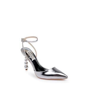 Badgley Mischka Indie II Metallic Pearl Stiletto Heels Silver Pumps Size 5.5 NEW